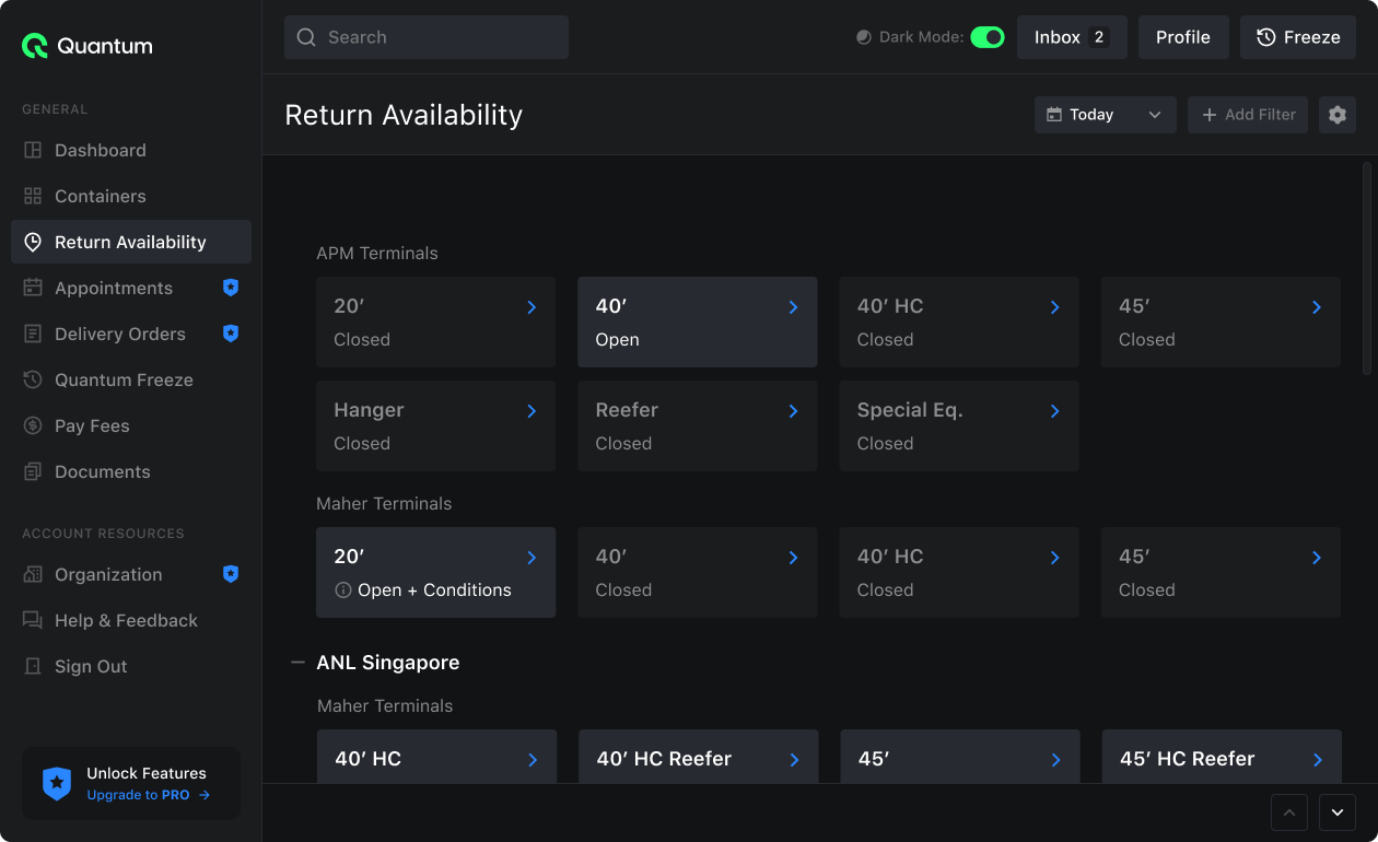 Return Availability - Container return location tracking